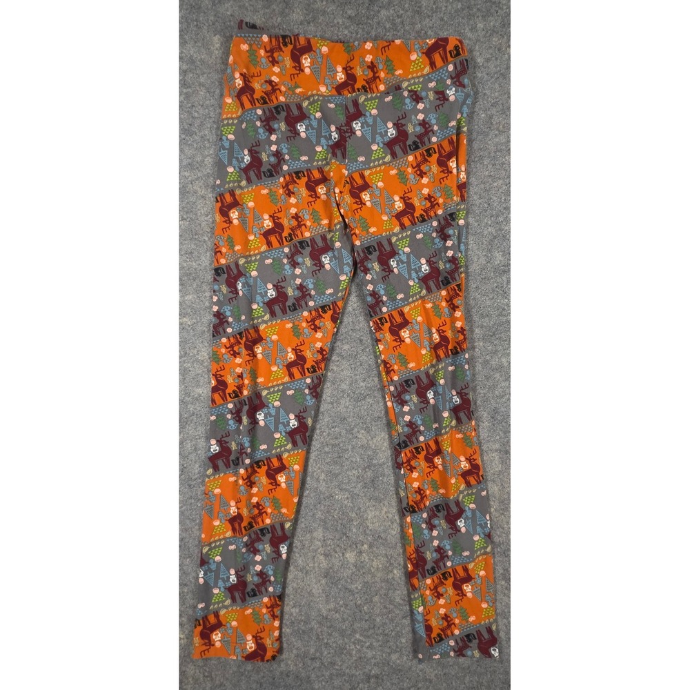 LuLaRoe Leggings One Size OS Woodland Deer Forest Orange Grey Owl Skunk Print